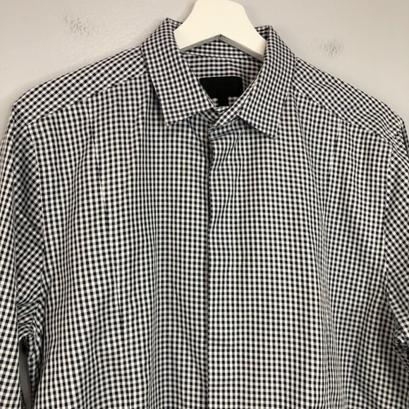Les Hommes Long Sleeve Gingham Button Front Shirt 50 - Picture 4 of 13